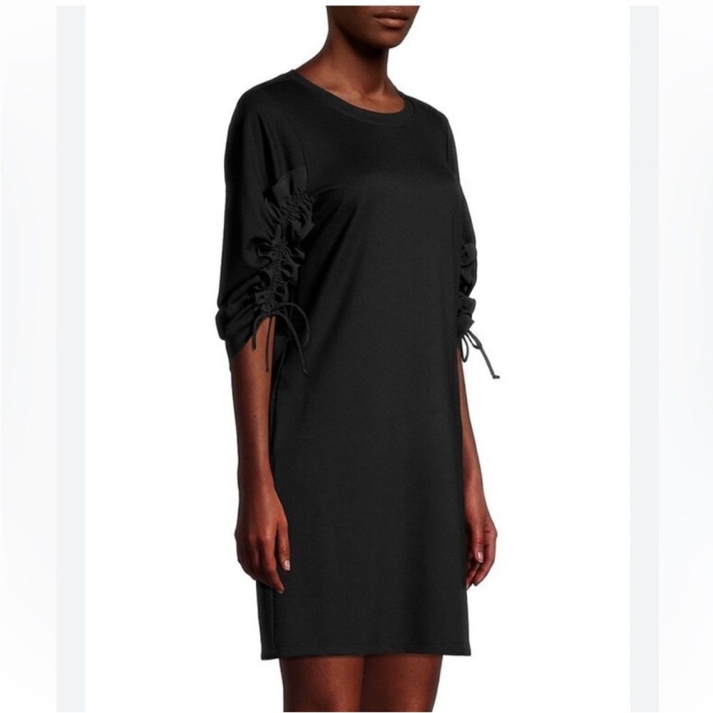 Kobi Halperin Black Daniella Ruched-Sleeve T-Shirt Dress| Size M